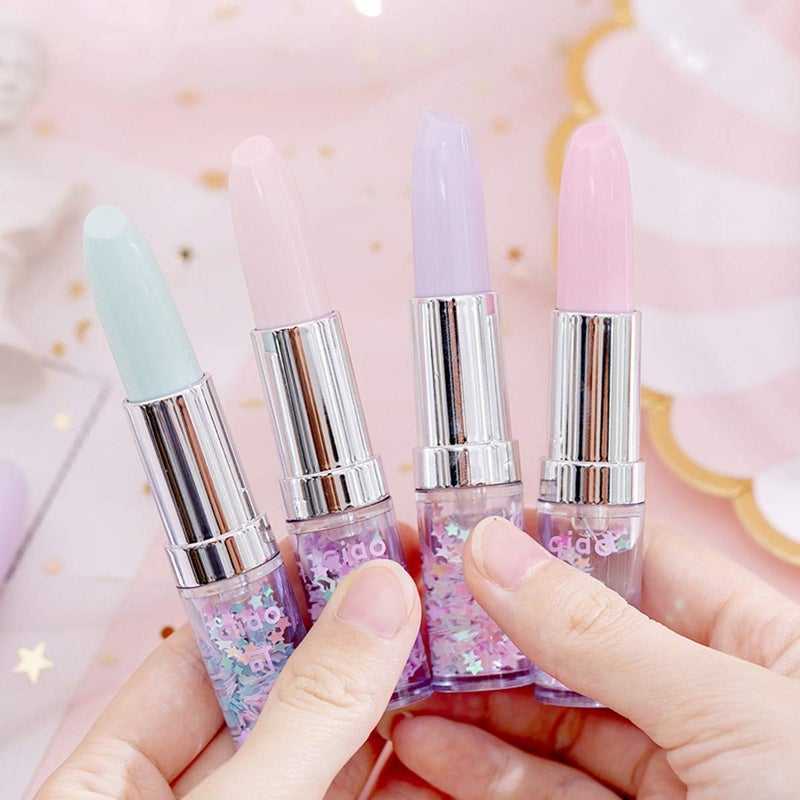 Funny live 4 Pcs Cute Sequins Drift Gel Ink Rollerball Pens Simulation Lipstick Ballpoint Pens, Funny Signature Pen Gift Pen, 0.7mm Black Ink - Image 3